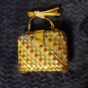 La Regale metallic woven clutch vintage